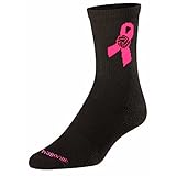 Pink Ribbon Volleyball Crew Volleyball Socks - Black, LG
