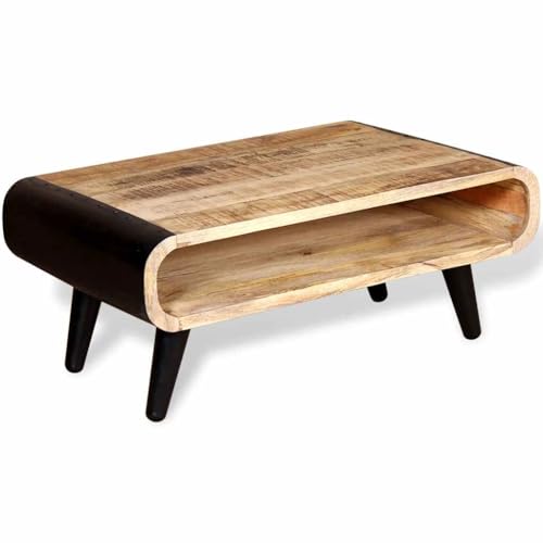 Table basse industrielle manguier marron et noir fini les salons sans âme