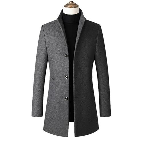 Maiyifu-GJ Men's Warm Winter Trench Coat Long Wool Blend Overcoat Business Slim Fit Single Breasted Pea Coats2