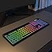 Soueto Wireless Keyboard with 7-Color RGB Backlit, Full-Size Computer Keyboard with Phone Tablet Holder, 2.4G Rechargeable Gaming Keyboard with Light Up Keys, Compatible with Mac, Windows (Black)