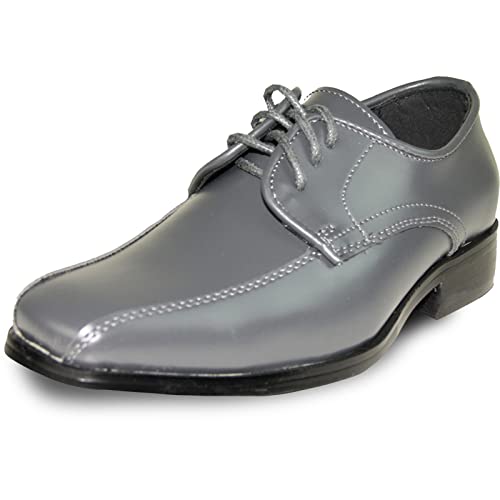 Image of VANGELO Men Dress Shoe TAB and Tux Oxford Formal Tuxedo for Prom Wedding Uniform Medium and Wide Width Black Grey Ivory White Patent