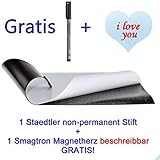 Selbstklebend Eisenfolie - Ferrofolie selbstklebend DIN A2-0,4mm Stark - 420mm x 594mm x 0,4mm selbstklebend 1 non-permanent Stift + 1 Magnetherz beschreibbar Gratis!!