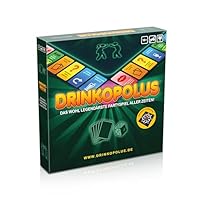 Drinkopolus – Partyspiel für Erwachsene ab 18, Trinkspiel für 2–8 Spieler, inkl. Bonusspiel „Theke“, Brettspiel für Geburtstag, Silvester, Party, Freundeabend