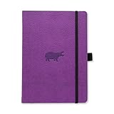 Dingbats Wildlife A5+ Cuaderno Notebook PU Cuero, Papel 100gsm Crema MicroPerforado, Bolsillo Interior, Cierre Elástico, Titular de la Pluma, Marcador (Liso, Hipopótamo Púrpura)