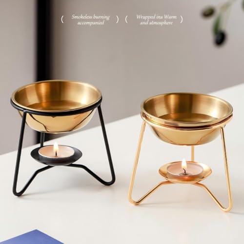 Calentador metálico para cera con soporte trípode dorado miniatura 5