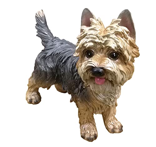 WANLIAN Statue Yorkshire Terrier en Résine - Décoration Jardin/Intérieur - Sculpture Chien Réaliste 20cm - Cadeau Unique pour Amoureux des Chiens...