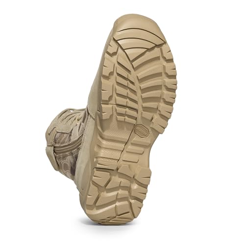 NORTIV 8 Mens Military Tactical Work Boots Hiking Side Zip Leather Outdoor Motorcycle Combat Boots Response,Size 11,Camo Sand