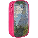 ペンケース クロード モネ 散歩 日傘をさす女性 アニメ 大容量 二層 筆箱 多機能 人気 ペン立て 男の子 女の子 文具ケース 子供 シンプル ツールペンケース 高校生 大学生 社会人用 中小学生 おしゃれ 文具バッグ プレゼント Blue