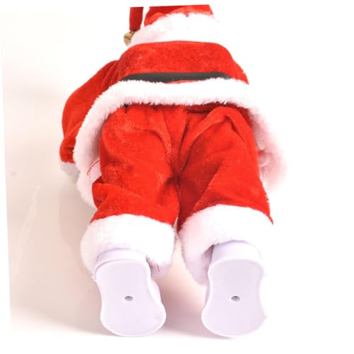 Père Noël électrique musical et animé en tissu rouge pour décoration festive - 3