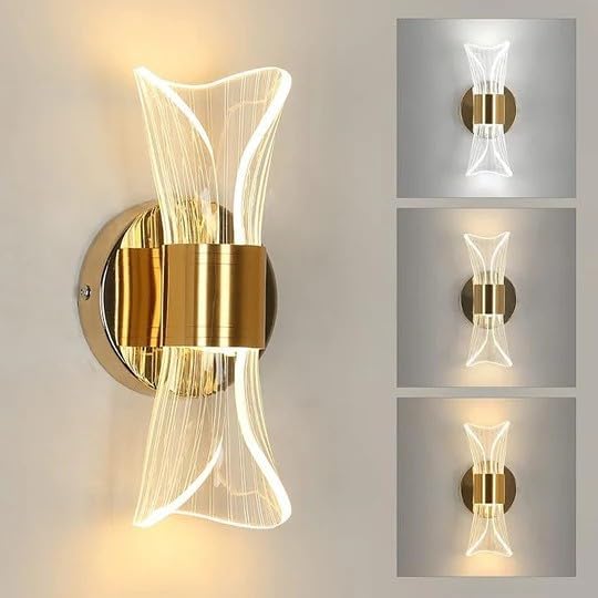 GAUVIK Curvy 918 Wall Light LED Indoor Modern, 10 W Golden Wall Lamp Dimmable with 3 Light Colours, Creative Acrylic Wall Light forLiving Room Room Bathroom Staircase.