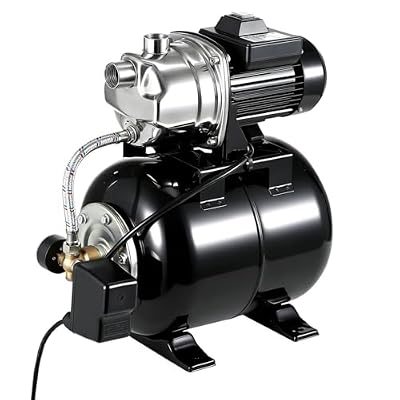 1HP Shallow Well Pump Tank Garden Water Pump Booster System, Pressurized Farm Irrigation, Automatic Water Booster Jet Pump or Home, Farm, Garden Irrigation & Water Transfer, Black