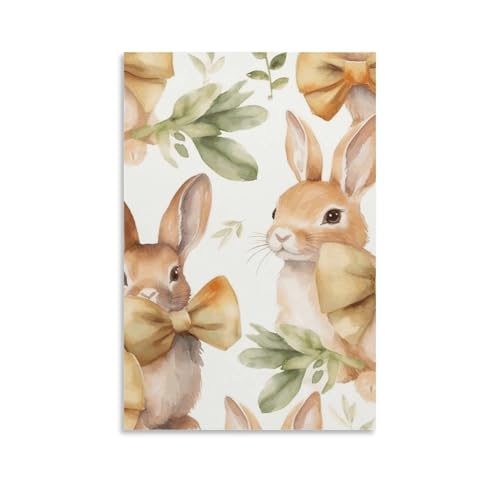 Toile moderne lapin et nœud pour une décoration de bureau chic