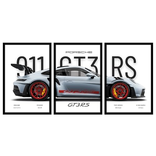 Image of CodersParadise Framed Wall Poster (12x18 Inch) | Inspirational Quote Wall Art | Minimalist Motivational Home Decor for Living Room & Office | Ready-to-Hang Display Frame (Porsche GT3RS)