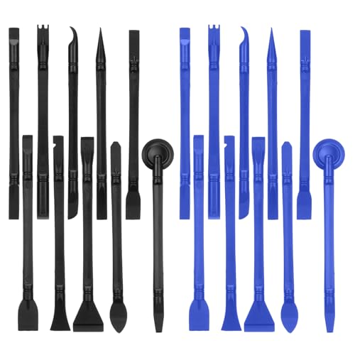 ElevateTech 20Pcs Plastic Scraper Tool for Tight Spaces Crevice Cleaning Tool Sticker Remover Multi-Use Small Paint Scraper Easy to Clean Suitable Stickers Labels Kitchen Crevices Stains (Black Blue)
