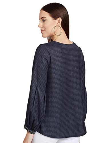Image of RIVER Namrata Joshipura Printed Premium Designer Women's Top with Embroidered Placket and Cuff Full Sleeves RS2NJTP310A Black