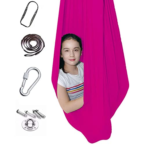 Thérapeutique Swing Adulte Thérapie Extérieure Extérieure Hamall Sensory Hug Swing Convient À L'autisme, Adhd, Asperger (Color : Rose Red, Size : 100x280CM/39x110in) Cover