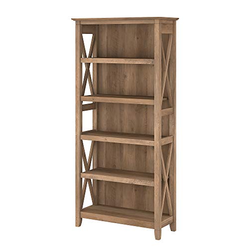 Bush Furniture Key West Tall 5 Shelf Bookcase, Reclaimed Pine