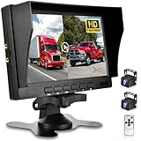 HD 1080P RV Backup Camera with 7 Inch DVR Split Screen Monitor for RVs,Trucks,Trailers, Rear and Front View Cameras, Color IR Night Vision, IP68 Waterproof, Stable Signals, Easy Installation
