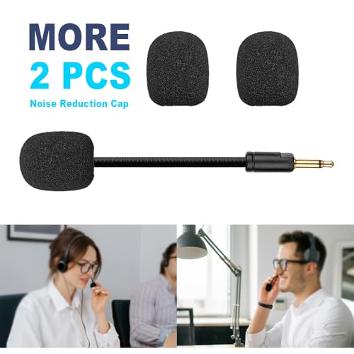 Image of Microphone Replacement for Razer Kaira Pro Wireless Gaming Headset, 3.5mm Omnidirectional Detachable Game Boom Microphone with Foam Works on Xbox One, Xbox Series X & S, PS5, PS4, PC, Mac
