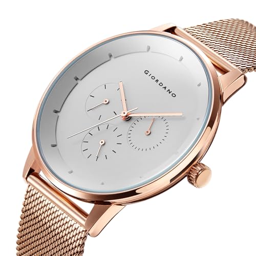Image of Giordano Skyscrapper Collection Multi-Function Watch for Men with Round Dial and Metal Mesh Strap Wrist with Classy Mesh Band GD-50005