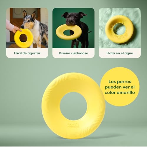 Earth Rated Juguete de Disco Volador para Perros, Juguete Interactivo de platillo Volador para Perros Adultos y Cachorros, Flota en el Agua, Grande, Amarillo - imagen 2