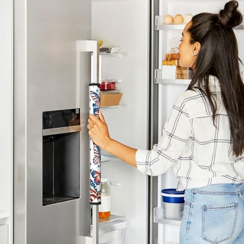 Image of 4th of July Refrigerator Door Handle Covers Set of 2, Butterfly Neoprene Fridge Door Handle Covers Washable Non-Slip Protector for Fridge Dishwasher Appliance Handle Covers, Keep Your Kitchen Clean