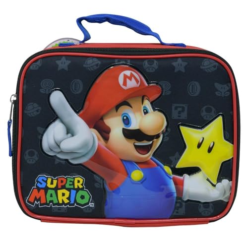 Bioworld Super Mario Rectangle Lunch Bag, Small, Black