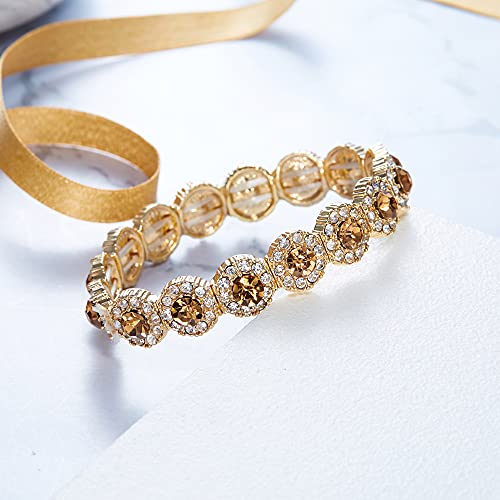 BriLove Women's Wedding Bridal Crystal Rhinestone Beaded Stretch Bangle Bracelet3