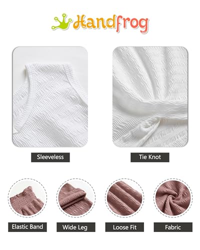 Image of Girls' Clothing Sets Sleeveless Bow Crop Top Wide Leg Linen Pants 2026 Summer Outfits Cute Kids Clothes
