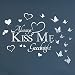 Adesivi da parete in acrilico 3D a forma di farfalla e cuore, KISS ME Goodnight Quotes Wall Decalcomania rimovibile Decorazione murale per soggiorno camera da letto