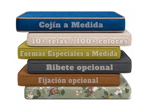 Cojines a Medida para Bancos de Madera,Palets,Taburetes y Sillas de Comedor | Funda Desmontable | Uso Interior y Exterior | Base Antideslizante | Ideal para Cocina, Jardín,Terraza y Más, Grosor 4CM