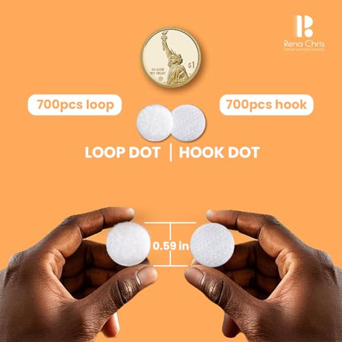Image of Self Adhesive Dots, 0.59 inch Hook and Loop Circles, 1000 Pcs Round Fasteners with Strong Adhesive Backing, Waterproof Nylon for Classroom, Office & Home (White)