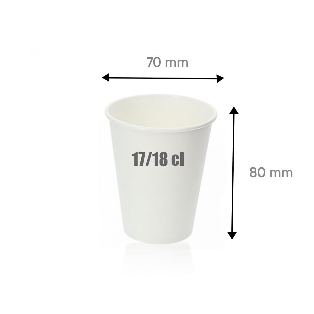 2000 Bicchieri di Cartone Bianco da 17/18 cl, Bicchieri Caffe, Qualità Professionale, per Bevande Calde e Fredde