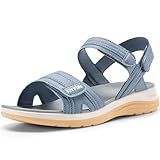 FitVille Sandalias Mujer Cómodas de Horma Ancha y Punta Abierta Sandalias Ligeras de Verano para Pies Sensibles Azul 39 EU Ancho