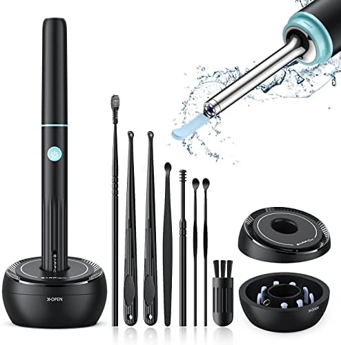 LEIPUT Ear Wax Removal Tool, Ear Cleaner with 1080P Camera, Ear Cleaning Kit with 8 Pcs Ear Set, Earwax Remover with Light, Ear Camera with 6 LED Light, Compatible with iOS, Andriod (Black)