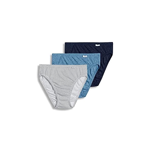 Jockey Women's Underwear Elance French Cut - 3 Pack, Deep Blue Heather/Deep Blue Dot/Sea Blue Heather, 7