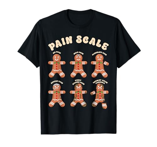 Christmas Nurse Pain Scale Gingerbread Man Nursing ICU ER RN T-Shirt