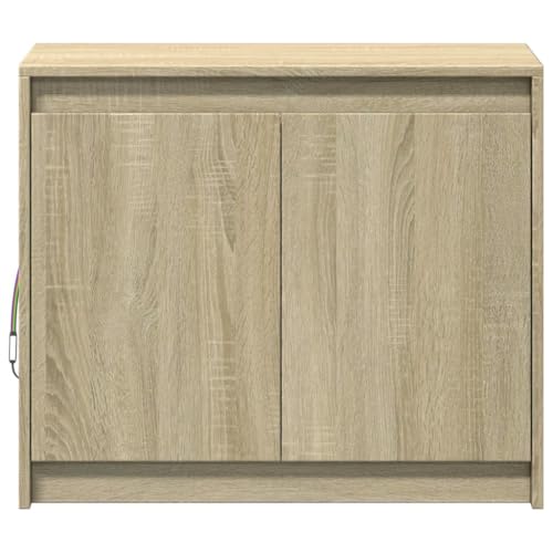 Mueble buffet duradero Sonoma de roble con iluminación LED RGB ajustable 7