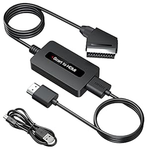 Sunnatch Converter, Scart naar HDMI, met HDMI- en Scart-kabel, mannelijke Scart-HDMI-adapter, Scart ingang/HDMI uitgang