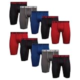 AND1 Mens Boxer Briefs - 10 Pack Performance Stretch Mens Underwear Long Leg Boxers for Men with Contour Pouch, 9' Inseam, Size XX-Large, Black/Charcoal Grey/Blue/Black/Red