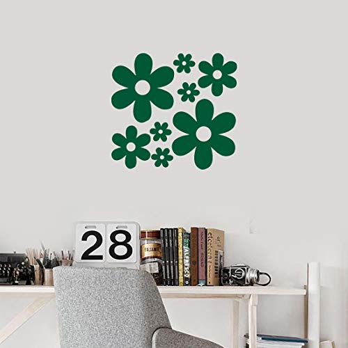 Image of Groovy Daisy Flower (Green) (Set of 2) Premium Waterproof Vinyl Decal Stickers for Laptop Phone Accessory Helmet Car Window Bumper Mug Tuber Cup Door Wall Decoration