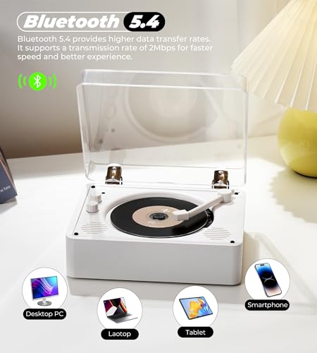 Vangoa CD Player for Home Small with HiFi Speakers, Portable Rechargeable CD Player Double 3.5mm Headphones Jack, for AUX Output, USB Mode, Home Music Player, Vinyl Player Look, Wooden