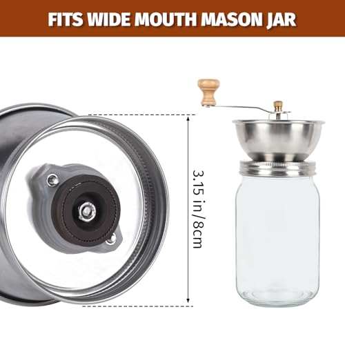 image for diatomiteco Mason Jar Coffee Grinder - Manual Lid Attachment for Wide 