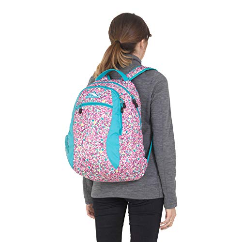Image of High Sierra Curve Backpack, Prairie Floral /Tropic Teal - All-Around Bag with Large Main Compartment and Media Pocket with USB /Cable Port - Ideal for Travelers, Students, and Athletes