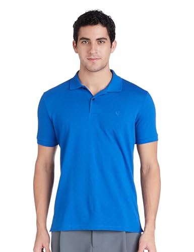 Image of Allen Solly Men's Jacquard Polo T‑Shirt | Regular Fit | Polycotton Blend | Textured Knit | Smart Casual Style