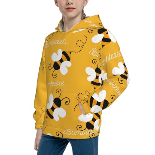 Cute Bee Butterfly Yelllow Kid Hoodies Boys Sweatshirts Girls Pullover with Pocket2