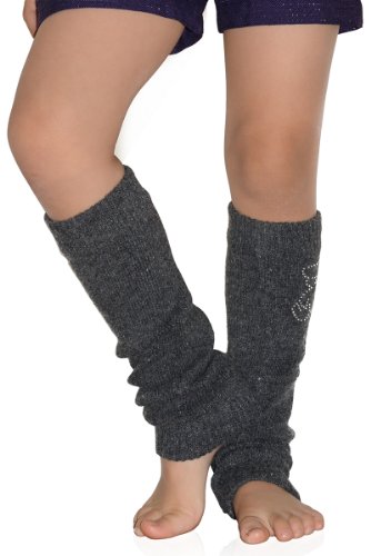 YELETE Fashion Mic Bejeweled Teddy Bear Leg Warmers Kid Size (kid size, charcoal)