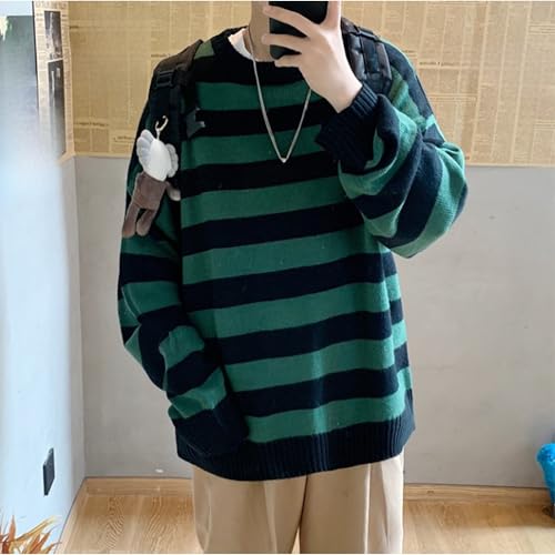 Men's Striped Knitted Pullover Casual Color Block Slim Fit Sweater Crewneck Black Long Sleeve Patchwork Sweaters4
