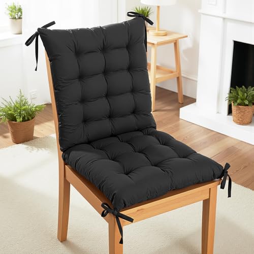 Kuber Industries Microfibre Soft Home Cotton Cushion Long Chair Pad Cushion for Indoor/Outdoor Home Office Garden Décor Size 114 X 40 X 9 Cm (Black)-Kubmart11917