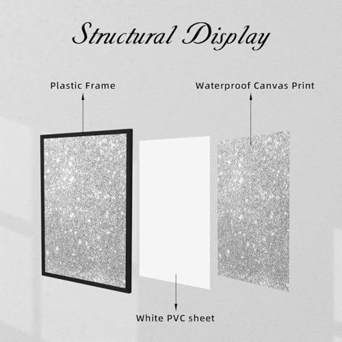 Ruauru Light Silver Glitter peinture decorative cadre noir 30x40 - 5